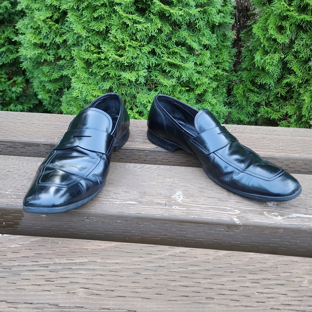 Prada Leather Black Penny Loafers Prada Size 10.5 US 11.5 made in Italy ๐ฎ๐น - Picture 2 of 12